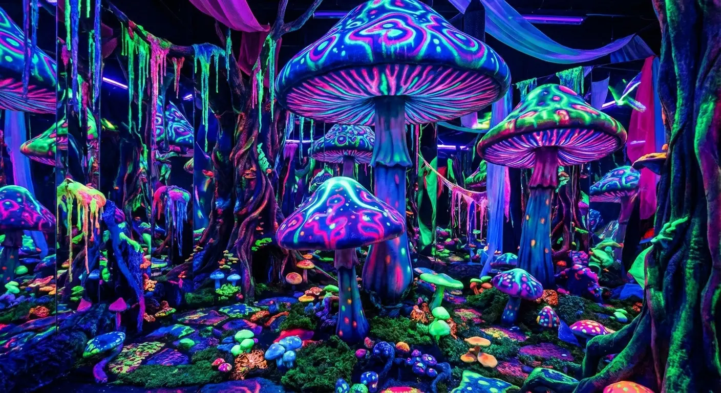 Psychedelic neon art installation at Meow Wolf Santa Fe
