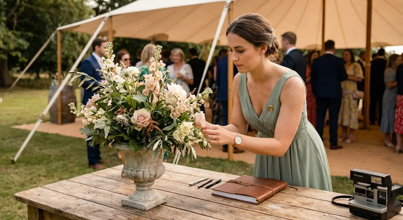 Happy couple listening to audio guest book messages after the wedding