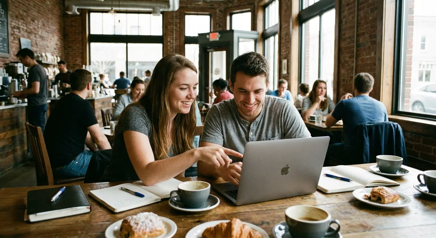 Two friends writing a wedding speech together