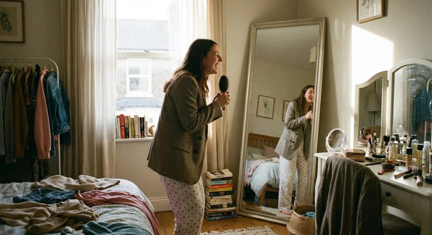 Woman editing vows on a laptop