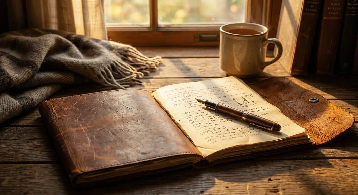 Open journal on a desk.