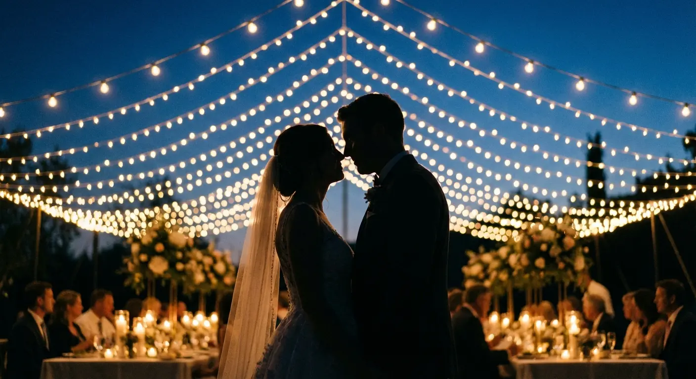 Bride and groom kissing at the wedding reception