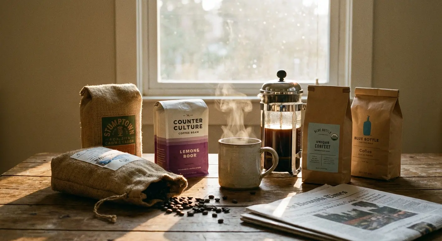 Bag of artisanal coffee beans