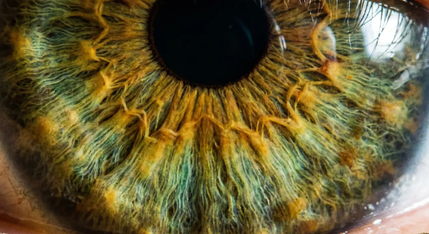 Hazel eyes showing gold, green, and brown flecks