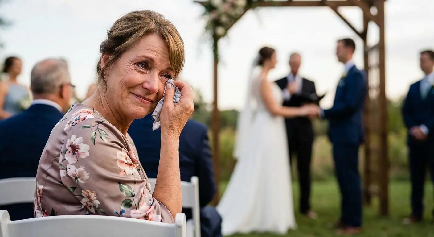 Guests wiping tears during a moving speech