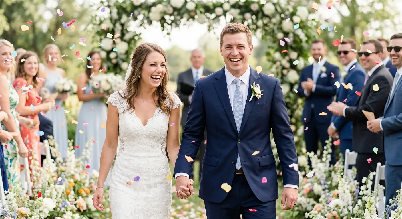 Happy couple celebrating after the ceremony