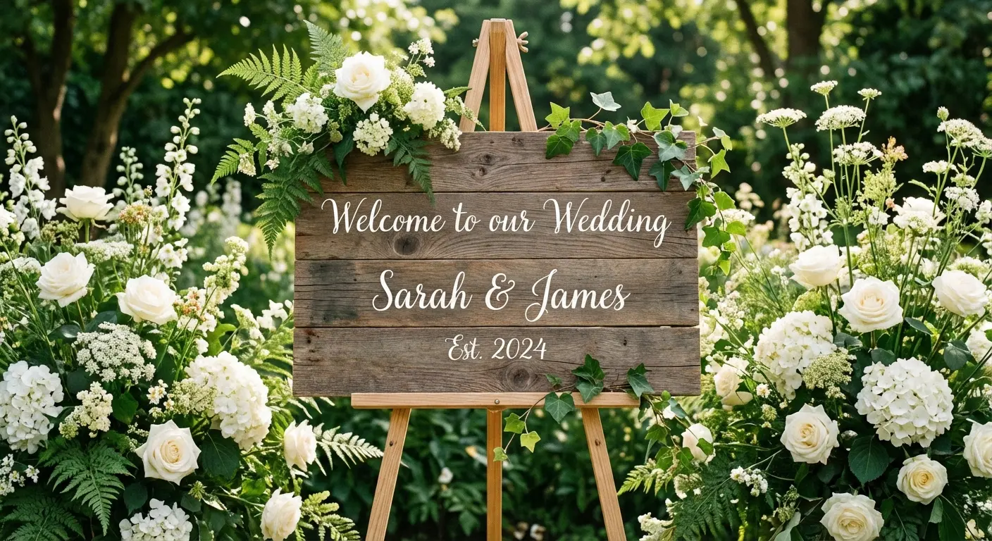 Wedding signage displaying witty wedding puns