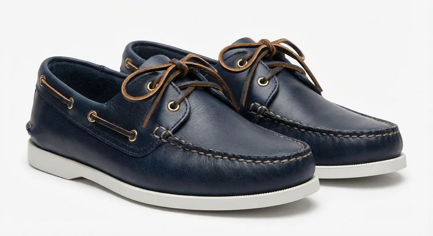 Navy blue boat shoes