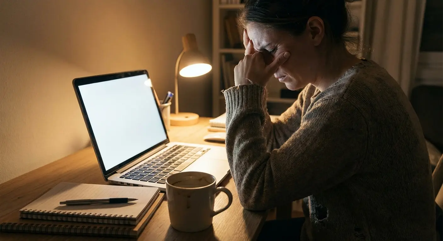 A writer struggling with a blank header.