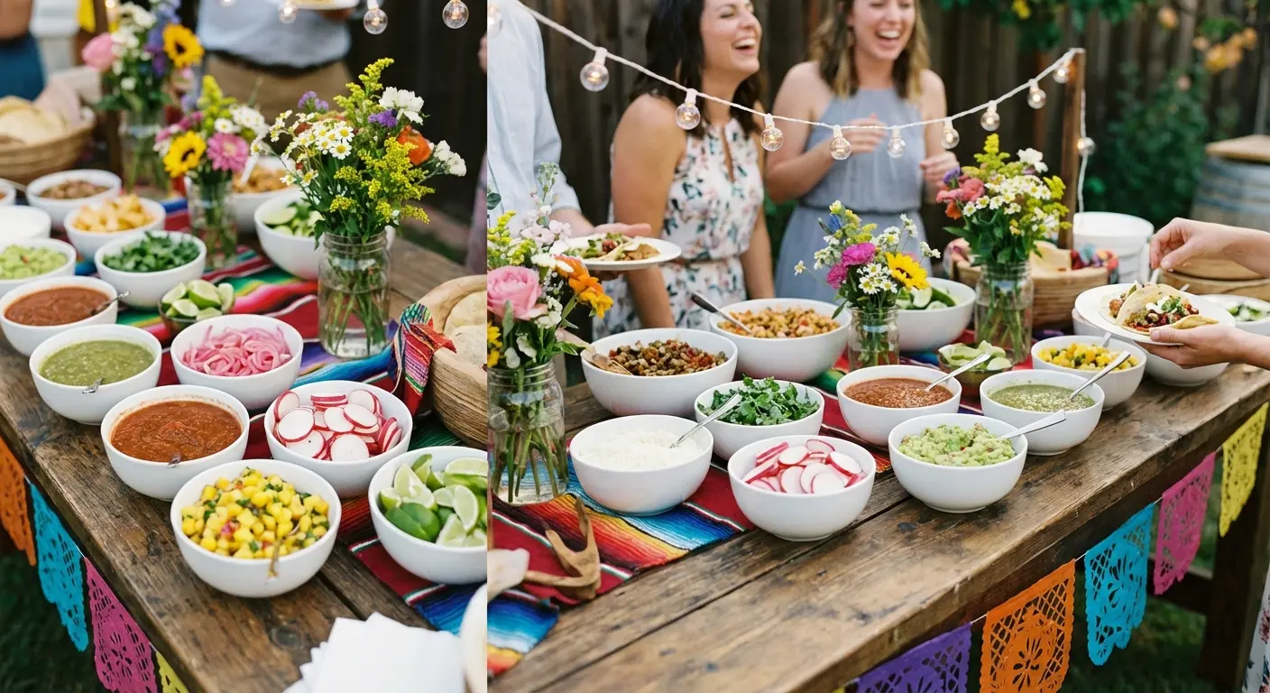 Taco bar sign featuring food wedding puns