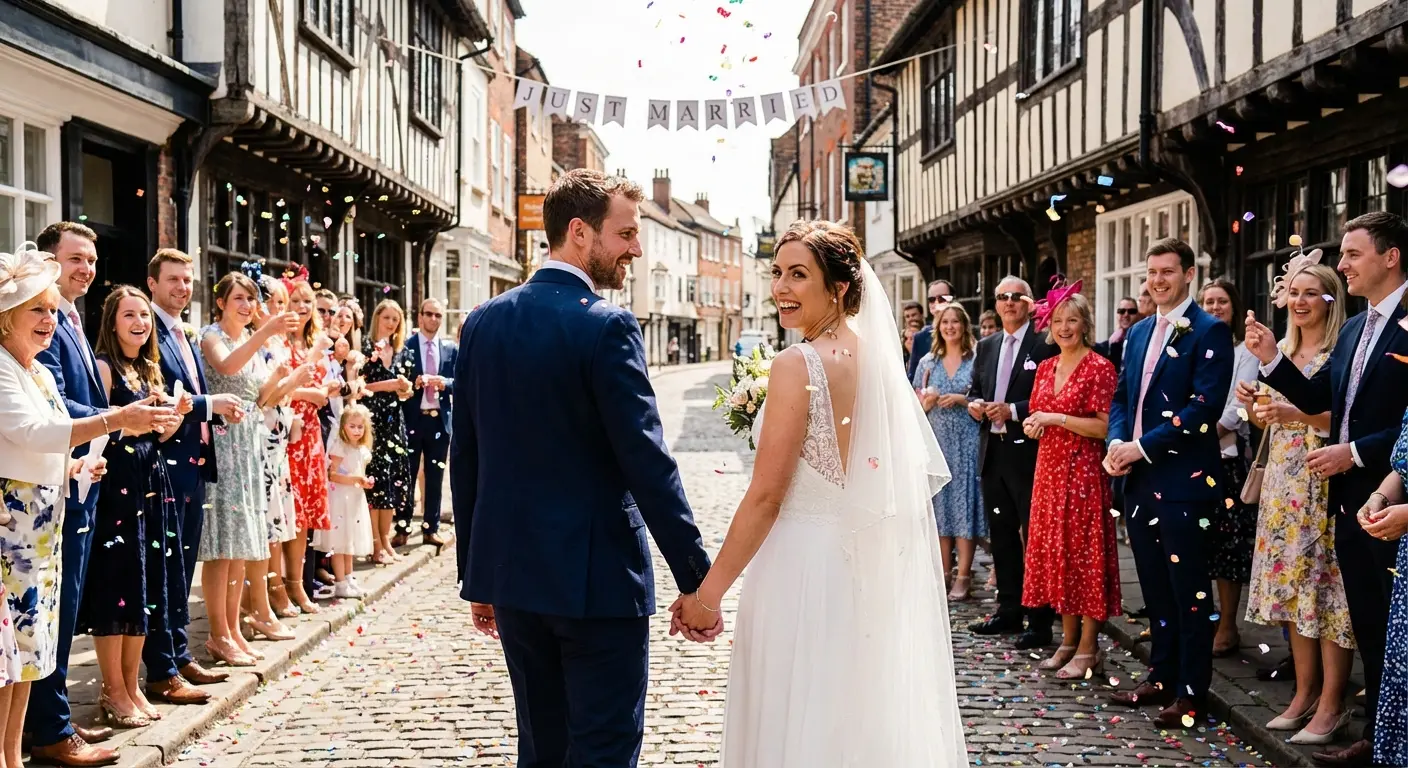 Happy wedding guests enjoying the reception