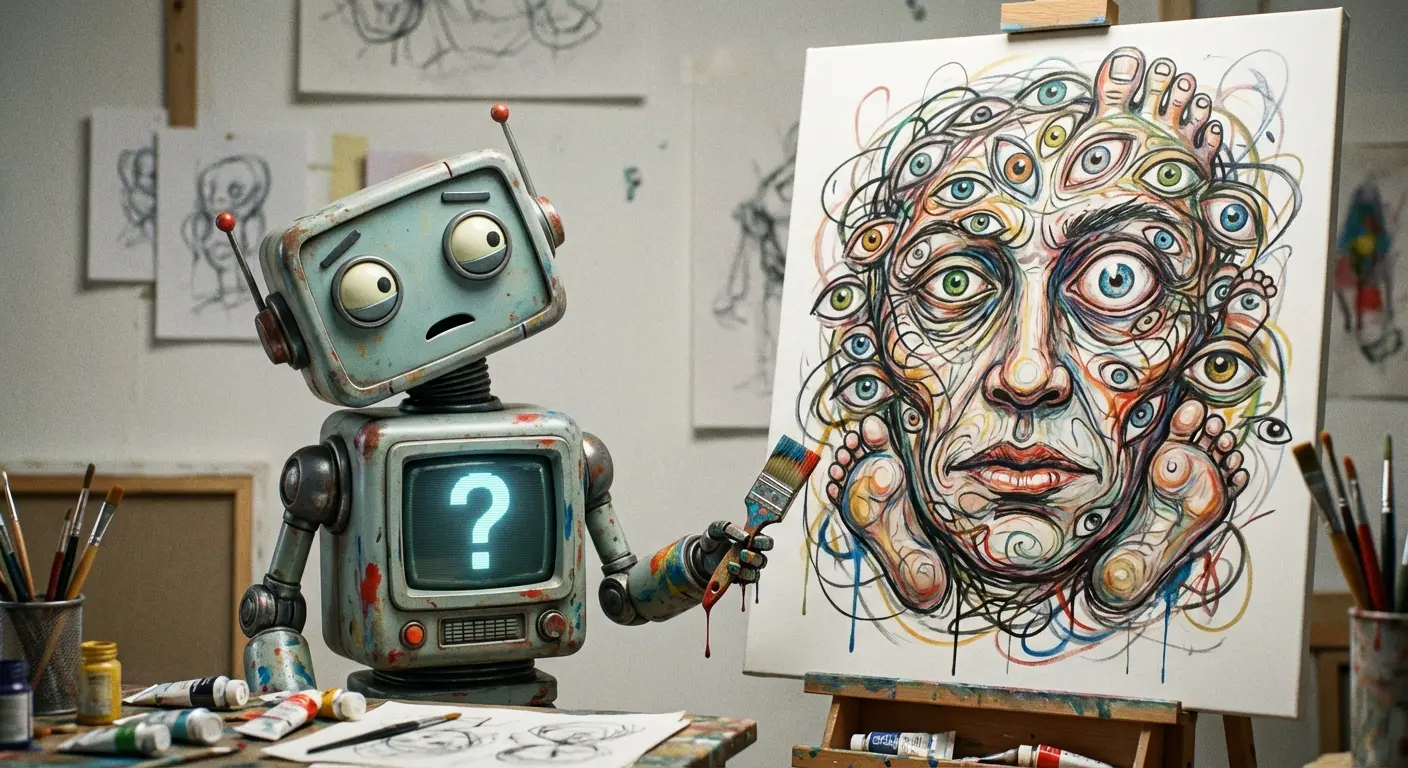 A poem about an AI trying to create art but failing miserably with anatomy