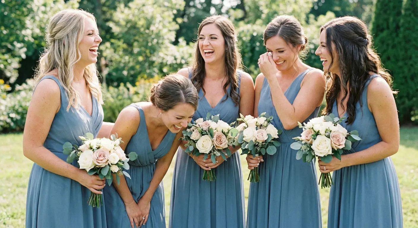 Bridesmaids laughing together