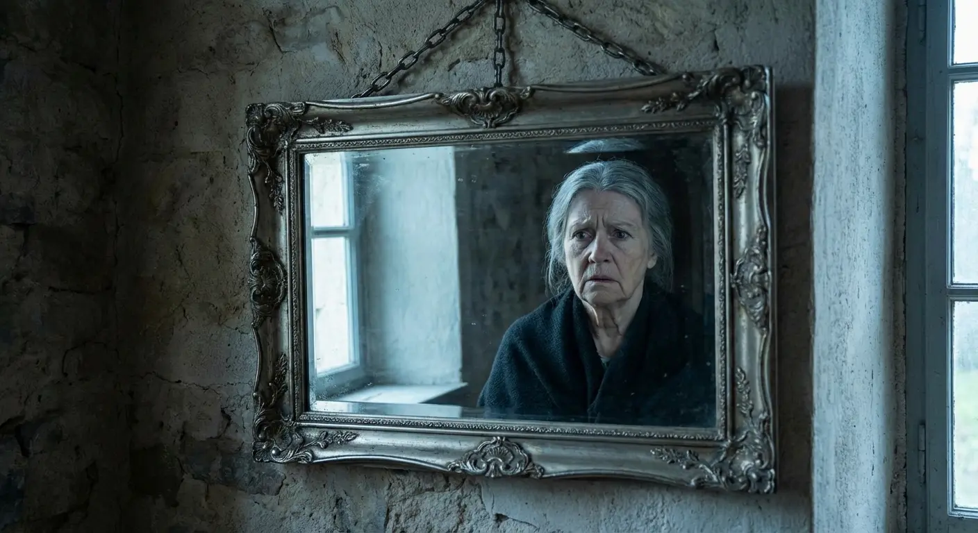 Reflection in a mirror representing Plath's poem