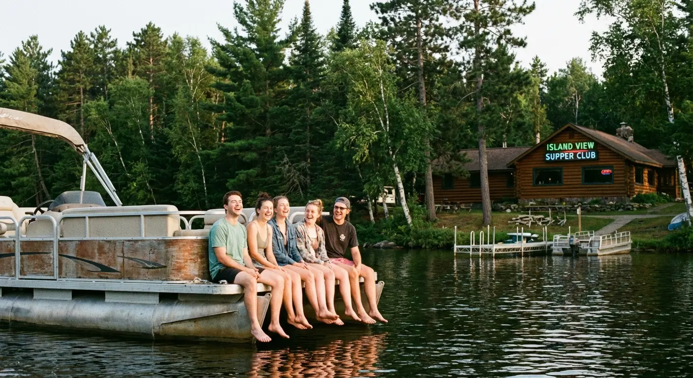 Minocqua lake view with trees