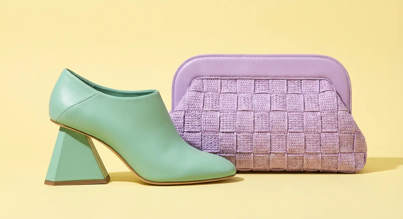 Mint green heels paired with lavender for a pastel look