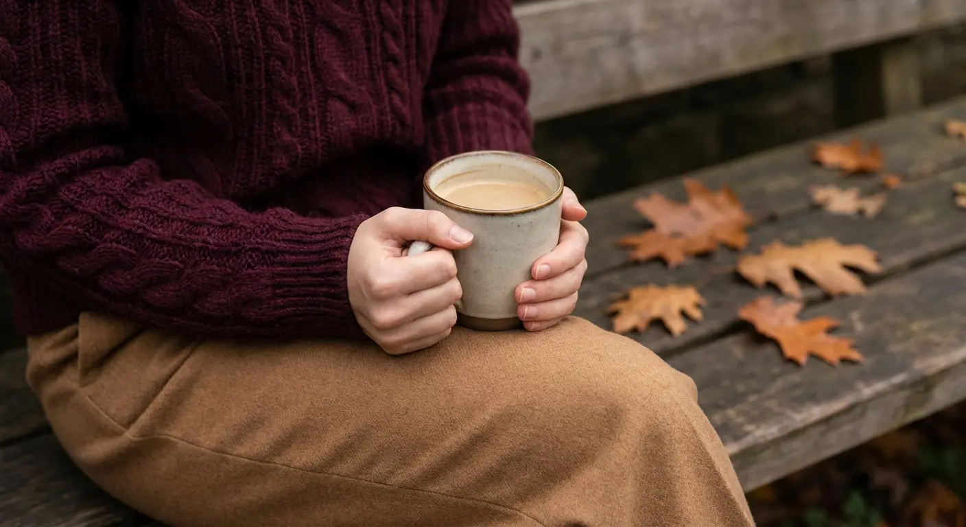 Camel or tan trousers paired with a red shirt for a scholarly look