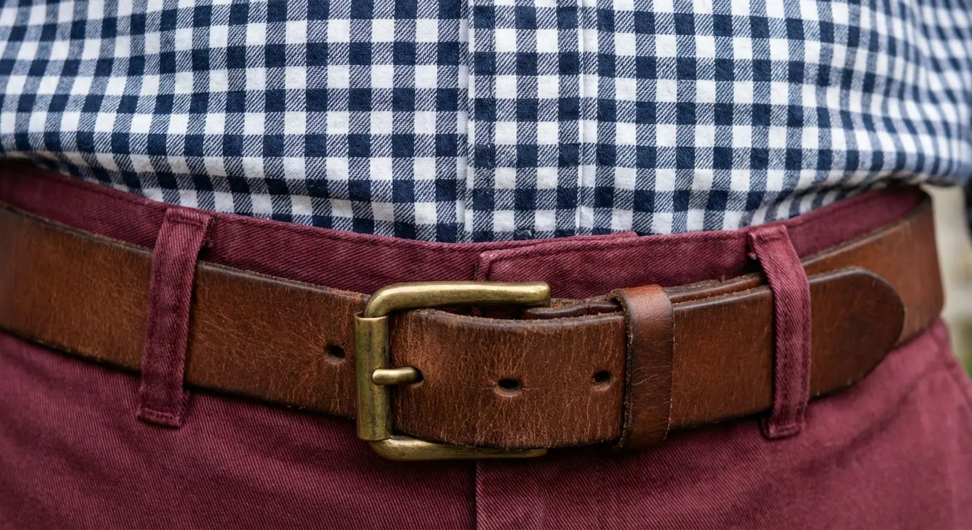 Navy Gingham shirt with maroon pants