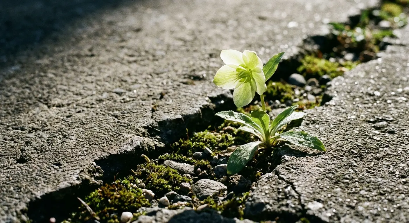 Flower growing from concrete.
