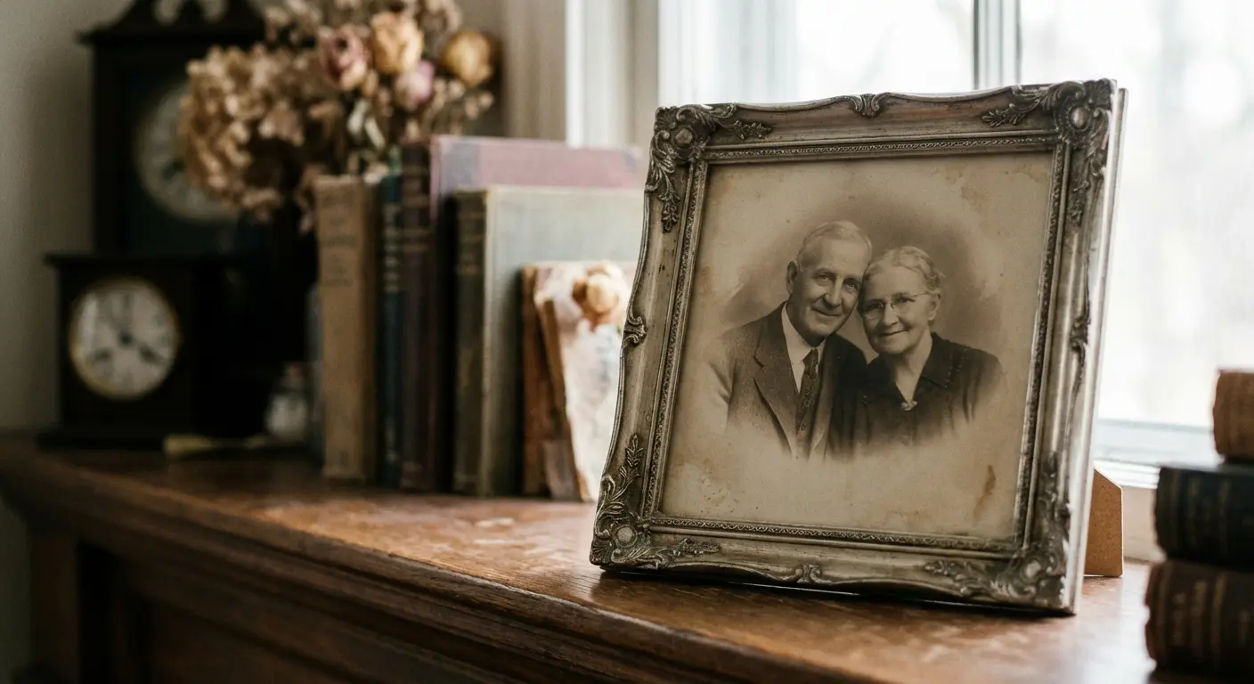 Old photograph of parents, suitable for an elegy