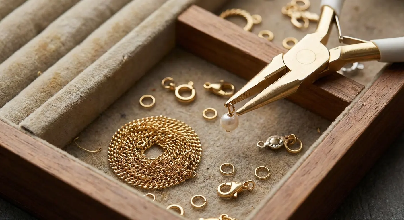 DIY custom charm bracelet bar with gold chains and tools