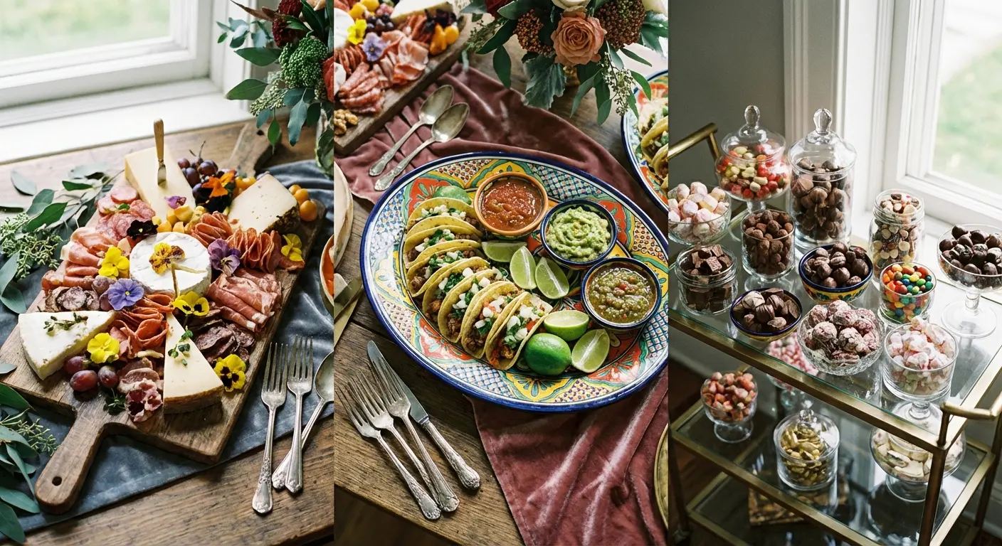 A grazing table filled with various themed food boards
