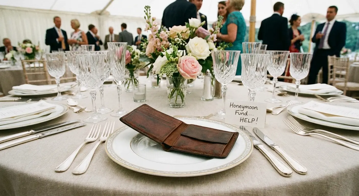 Wedding guests laughing at a speech