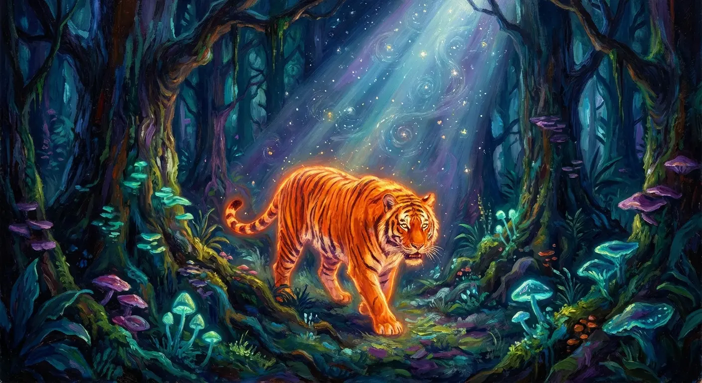 Artistic depiction of a tiger illustrating William Blake's lyric poem