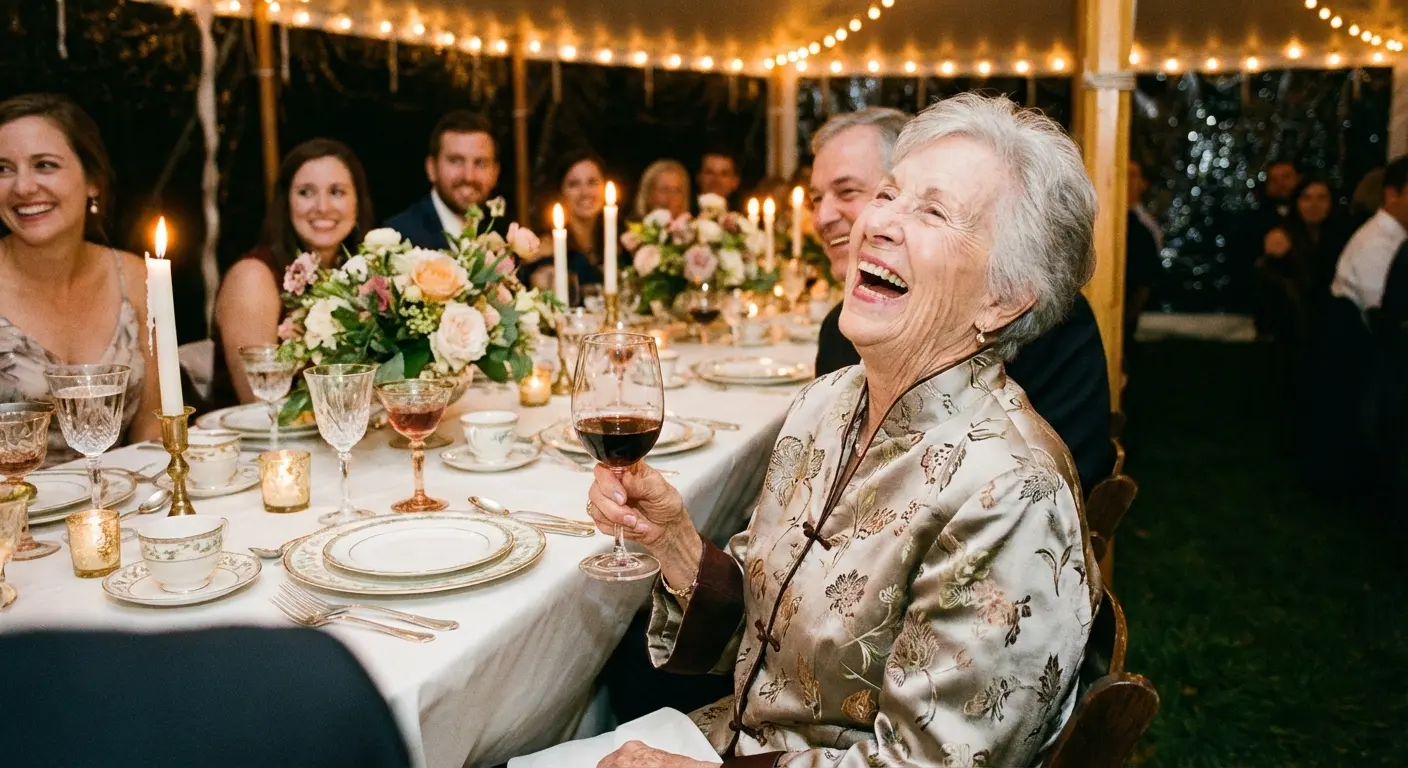 Maid of honor considering audience appropriateness for her speech