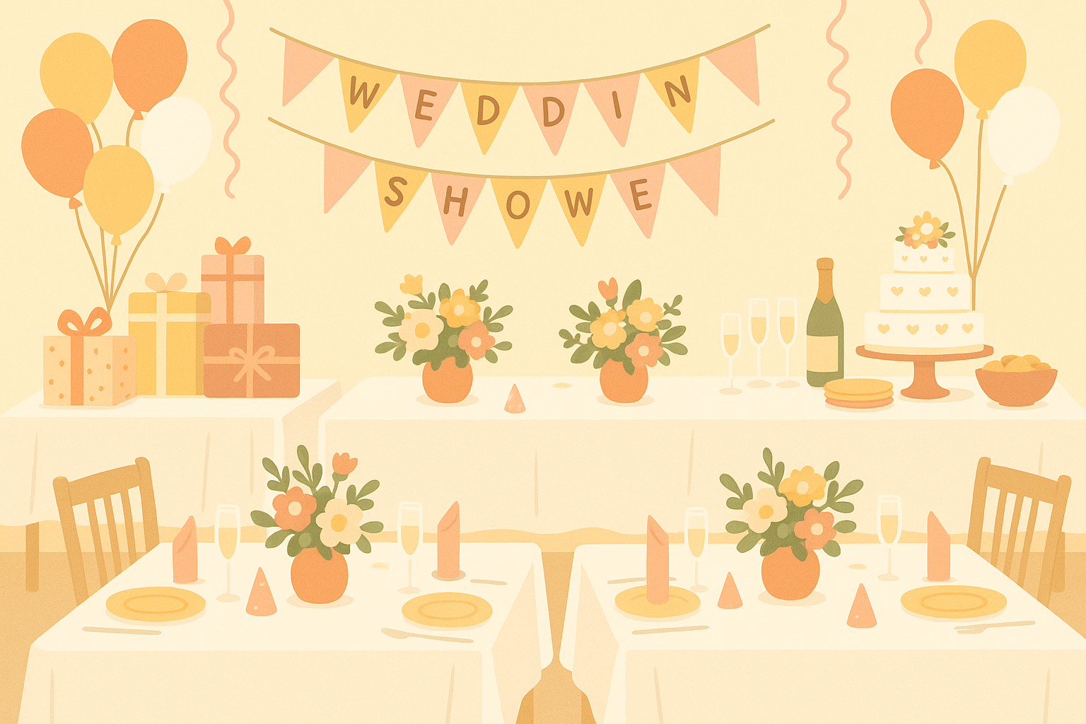 Wedding shower games setup with decorations