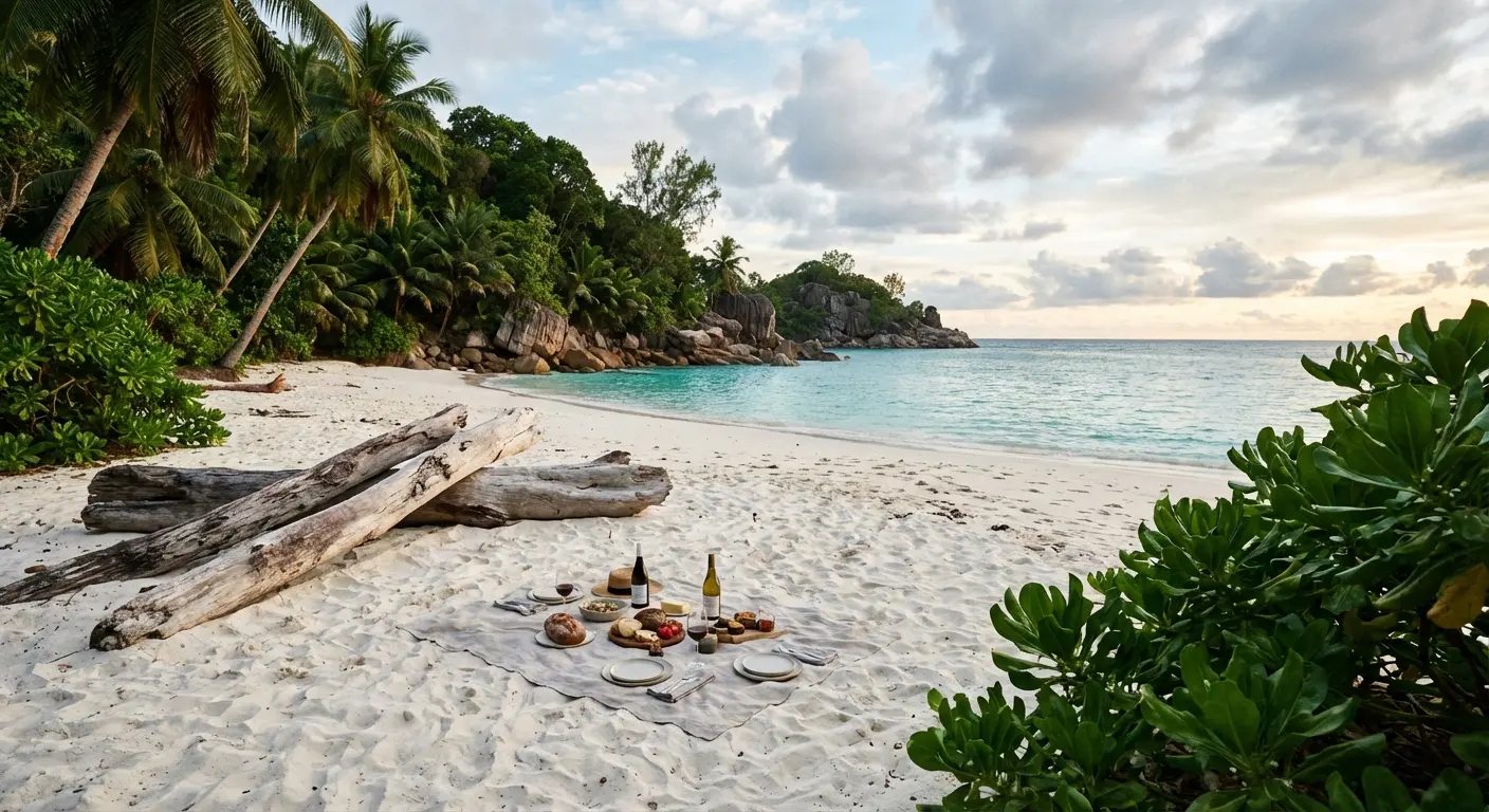 Secluded beach picnic setup on Little Tybee Island