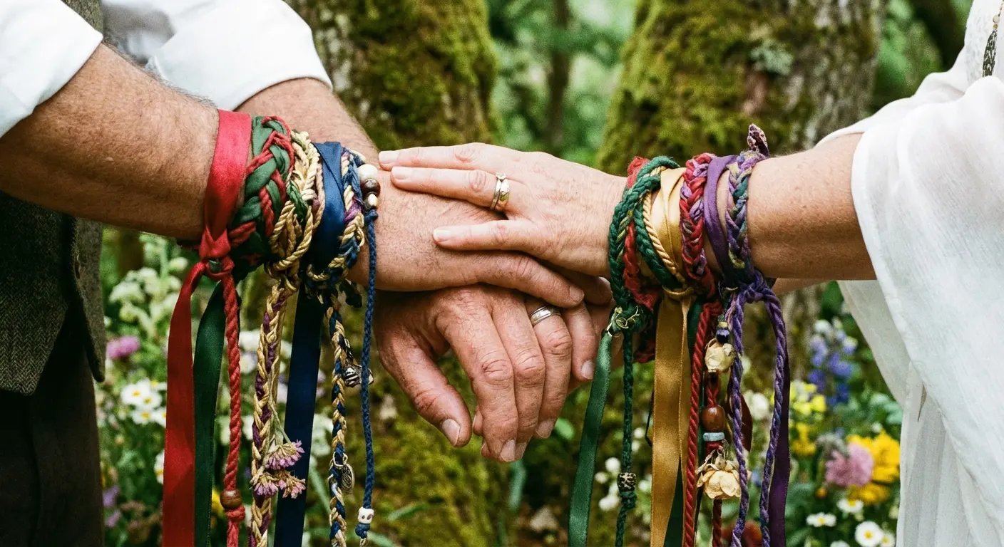 Handfasting ceremony with cords