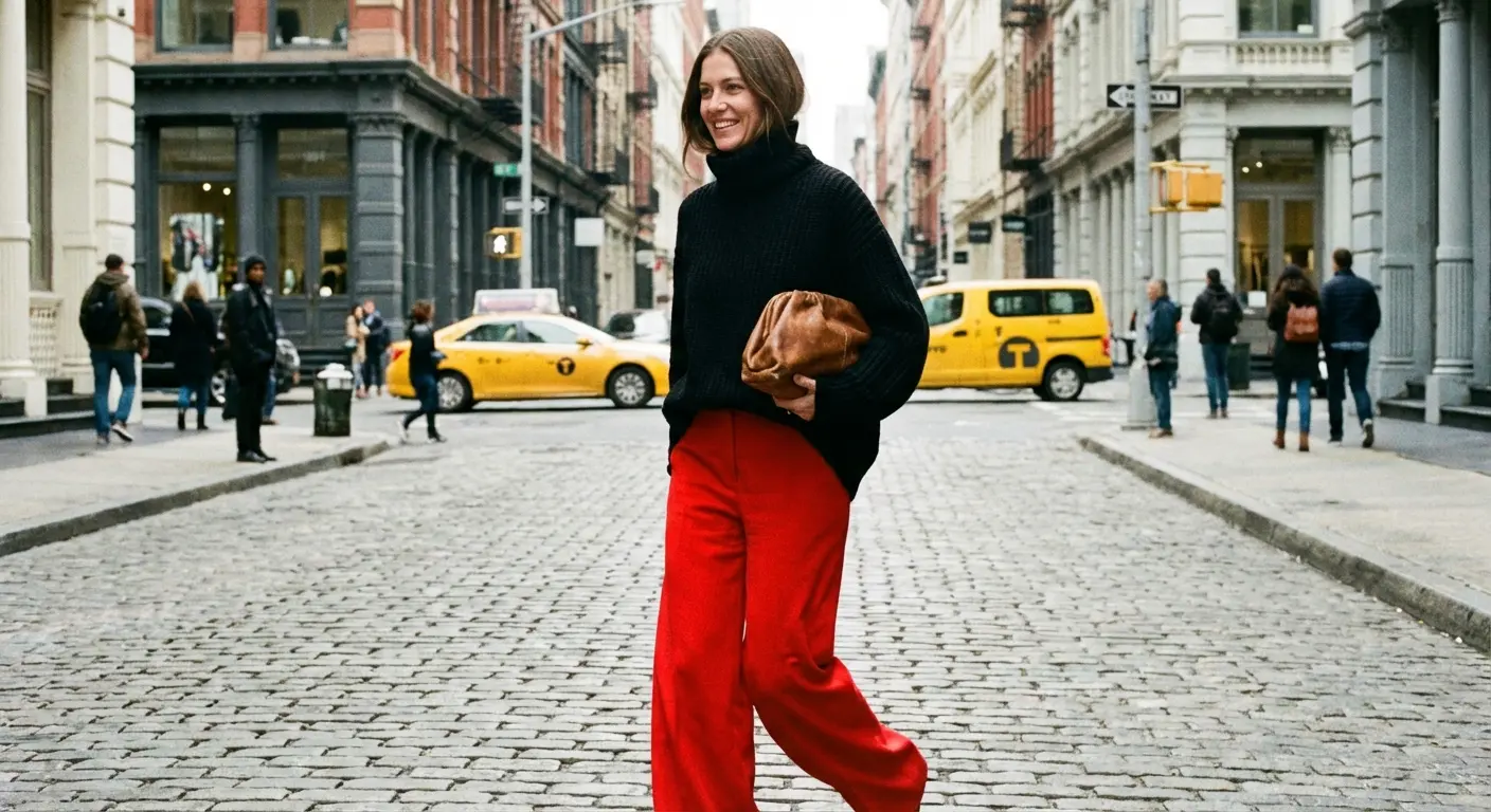 I love a black fitted tee or turtleneck here.