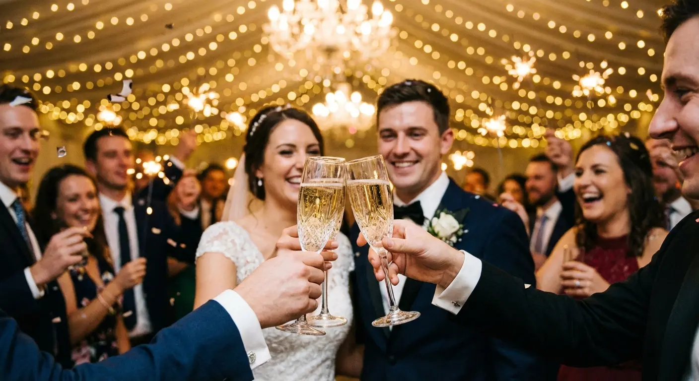 Best man celebrating a successful toast