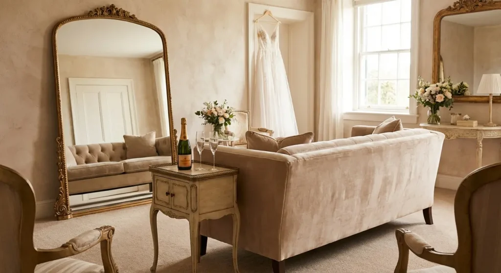 Private VIP bridal suite with champagne