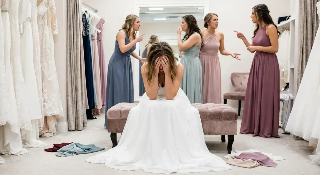 Bride with a small group of supportive friends